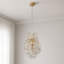 Lustre de chevet de luxe en cristal doré de 9 pouces avec ampoule et fil de suspension réglable, adapté pour un coin chambre / coin lecture, mini-lustre élégant