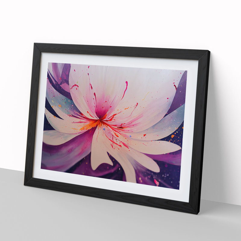 Carnation Flower Splash Vol.3 Abstract - Single Picture Frame Print, Black Framed, 46cm H x 64cm W x 2cm D