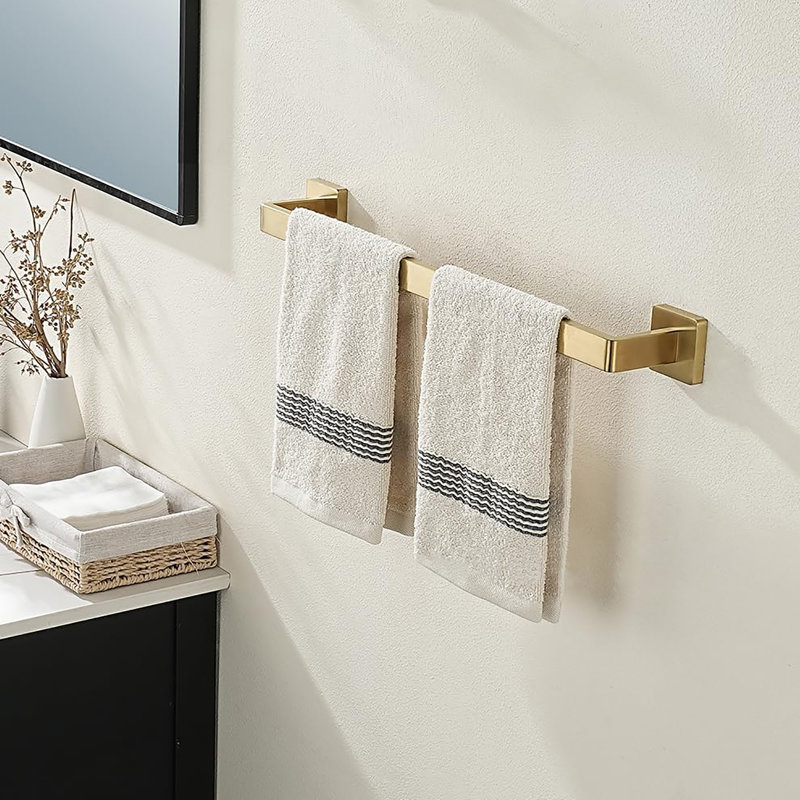 Porte-serviettes en acier inoxydable 304 avec bords arrondis, fixation murale, longueur utile, Or brossé