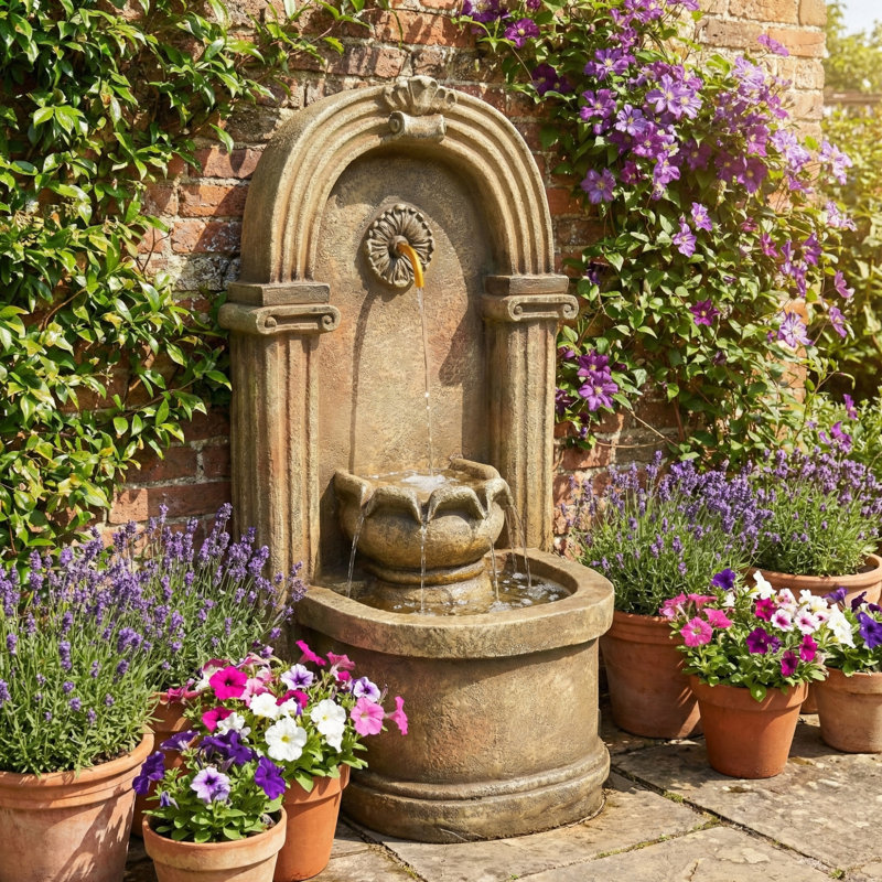 Outdoor Waterfall Fountain with Lights