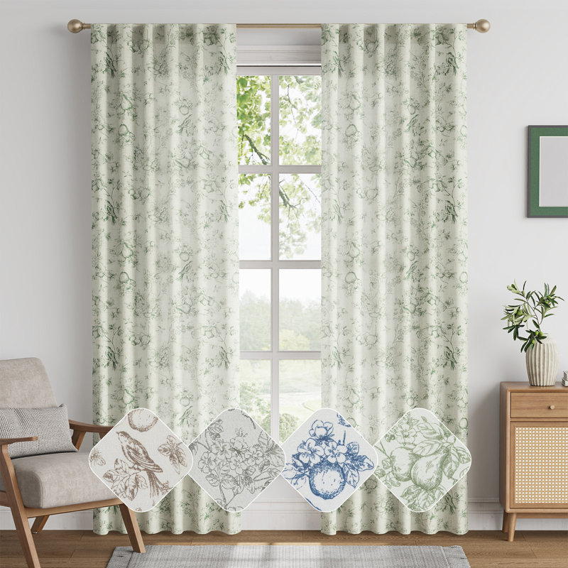Panneaux de rideaux semi-transparents en lin, Vert sauge, L 50 po x L 84 po