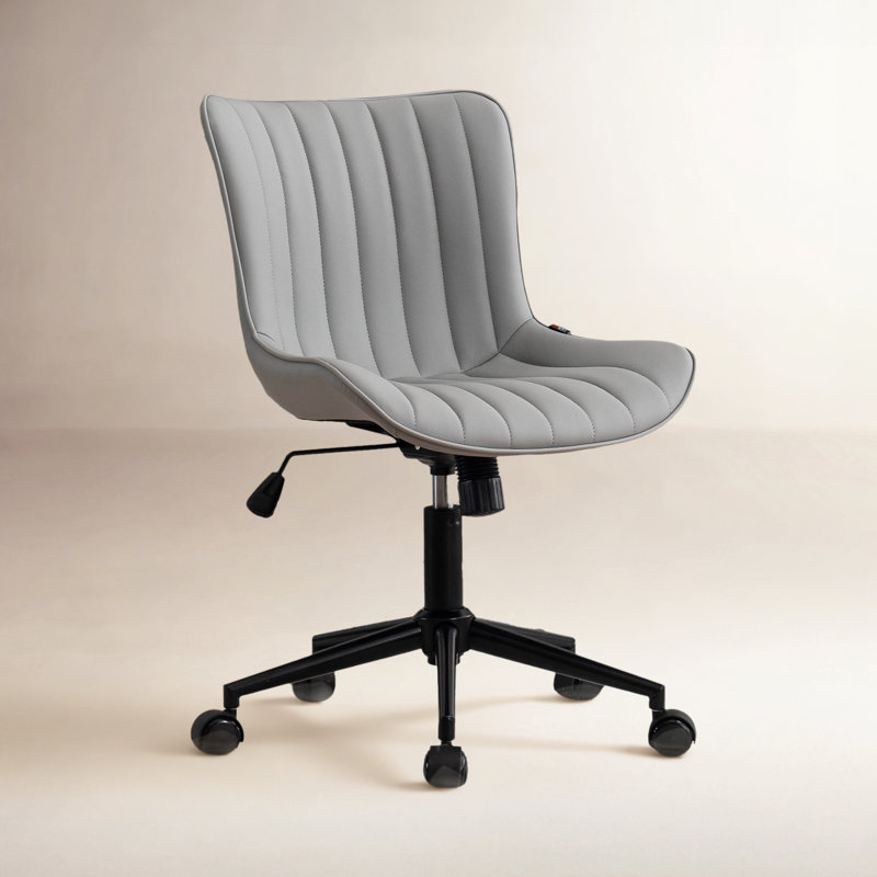 Brionni Genuine Leather Swivel Task Chair with Casters, Gray