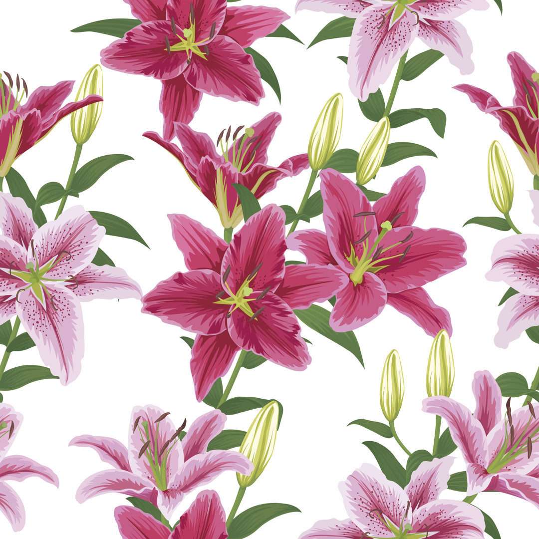 Provo Colorful Lilies von Marhero - Grafik auf Leinwand, gewickelt