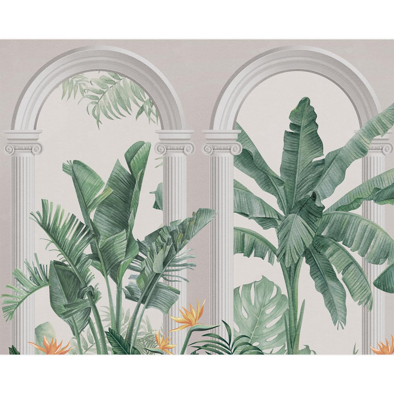 Tropical Leaf Peel & Stick Floral Border, 96" L x 120" W