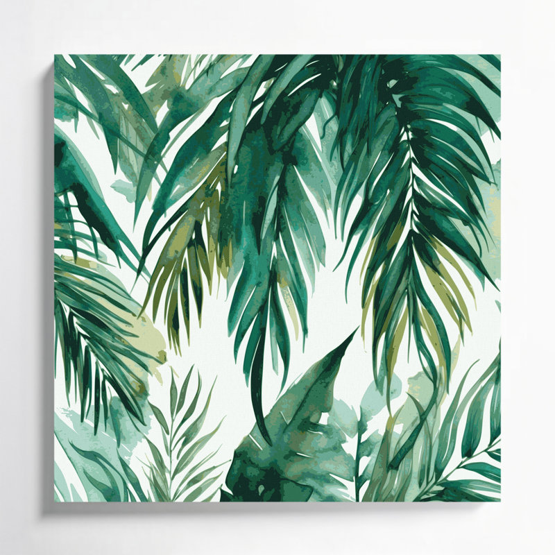 Art mural sur toile Botanical Palm Fronds, H 16 po x l 16 po