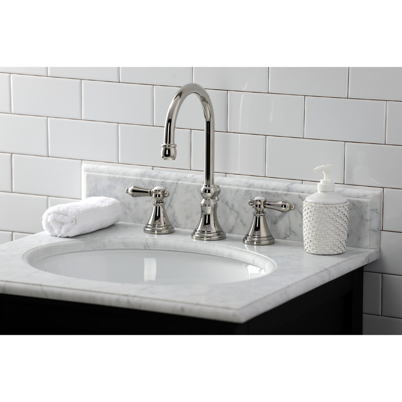 Heirloom Widespread Bathroom Faucet with Drain Assembly, Polished Nickel