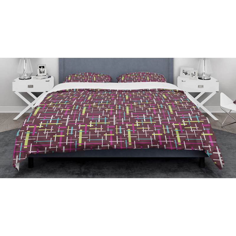  Ensemble de housse de couette rétro Abstract Mid-Century, Housse de couette très grand + 2 taies décoratives