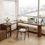 Bureau de direction en L en bois massif brun noisette-779277346-779277341