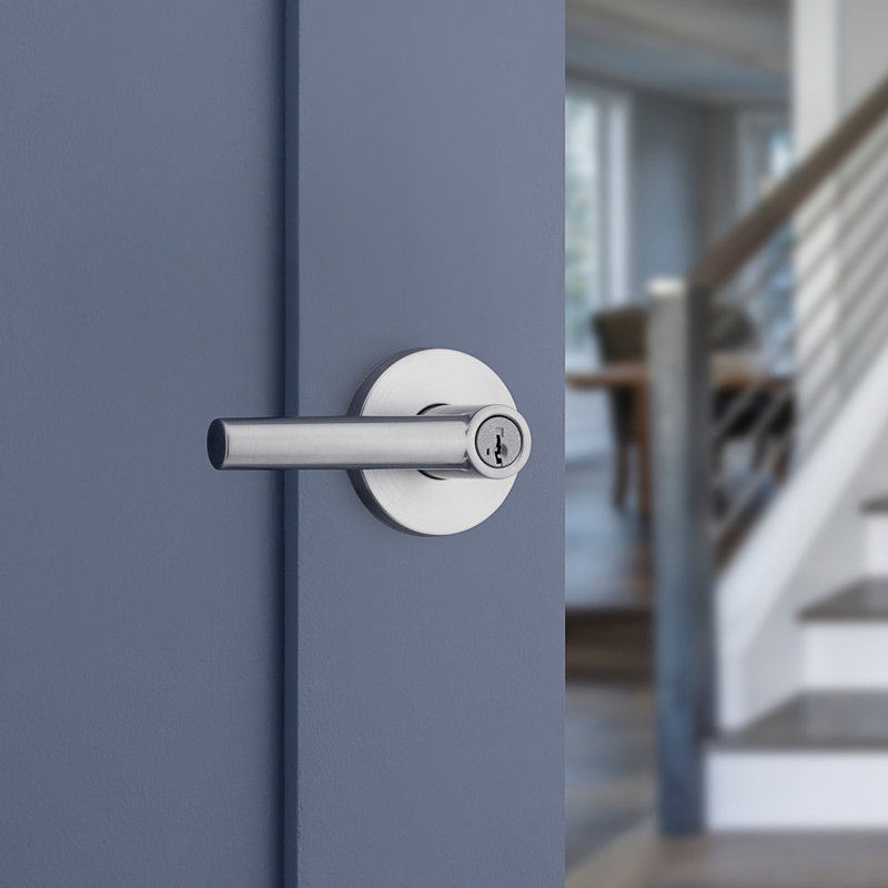 Milan Keyed Entry Lever featuring SmartKey Security, Satin Chrome