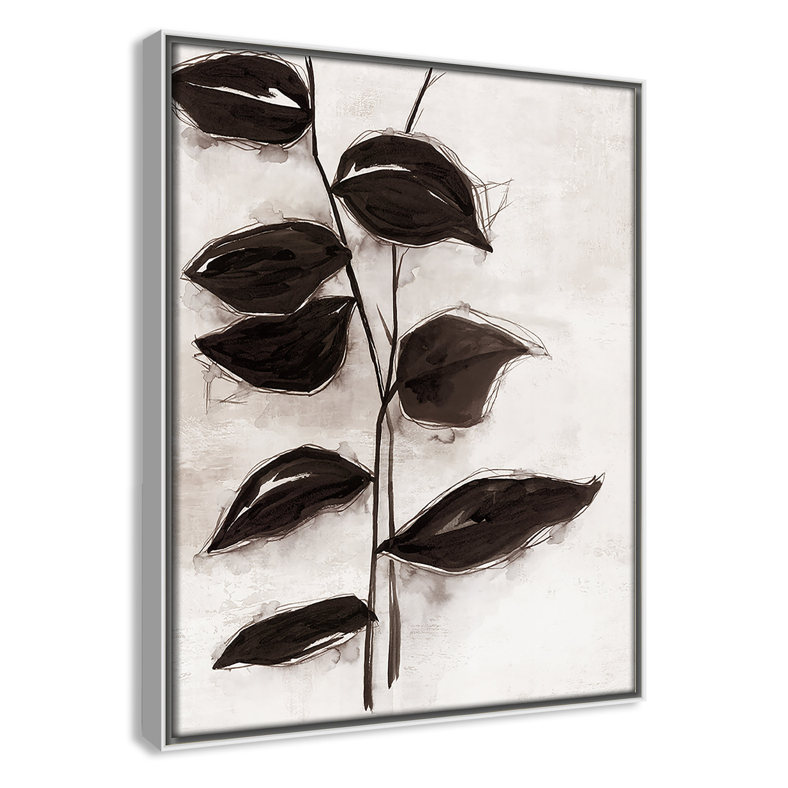 Leaves I by Eva Watts, 15.5" H x 12.5" W x 2" D, White Framed