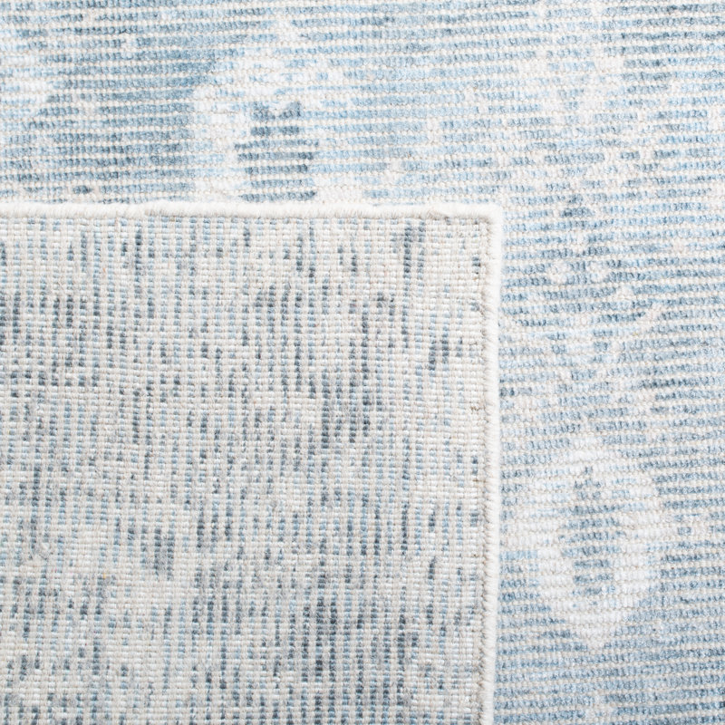 Panola Hand Loomed Wool/Viscose Oriental Rug in Gray/Light Blue, Square 6'