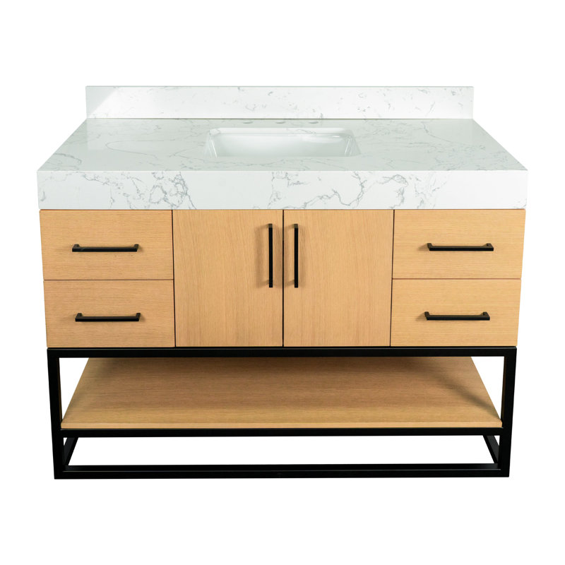 Ensemble de meuble-lavabo simple 48 po avec plateau Kaysha, Blond