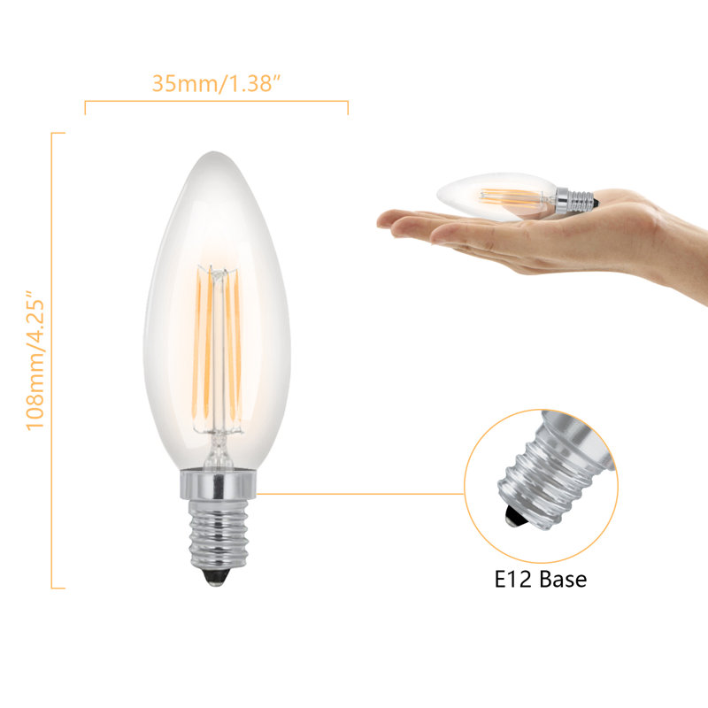 4 W (équivalent à 40 W), ampoule DEL B10, à intensité variable, base blanc chaud E12 / base candélabre, 2700