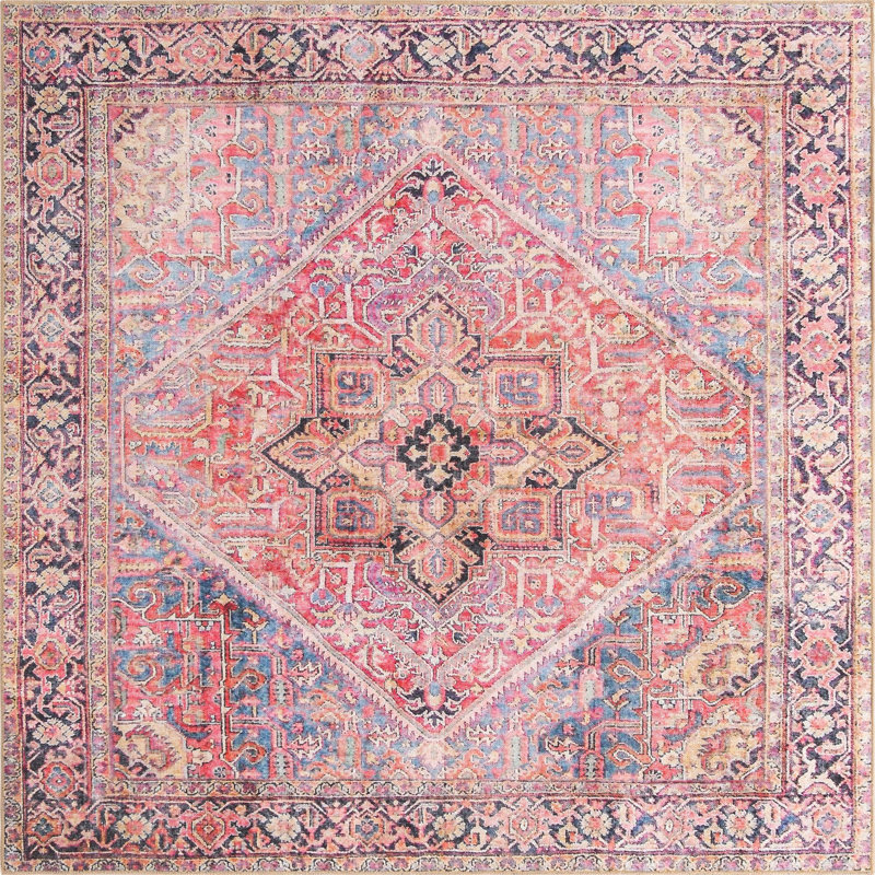 Prague Chenille Oriental Indoor Rug, Square 7'6"