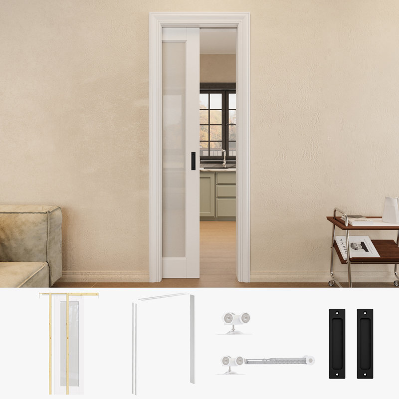 Porte en verre givré avec ensemble de quincaillerie et cadre de porte, 24 po x 80 po