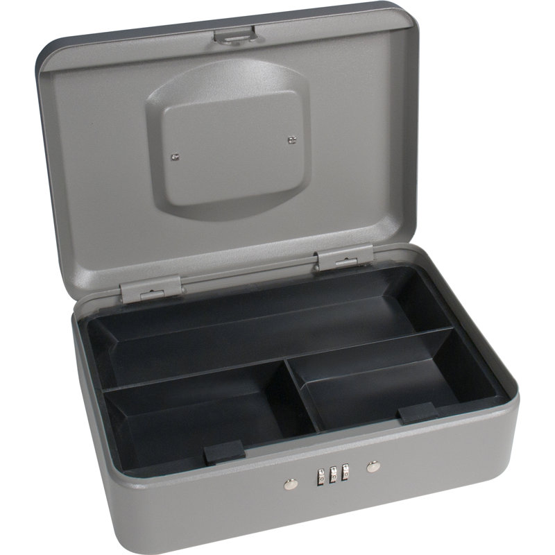 Gray Steel 10" Combination Lock Cash Box with Handle