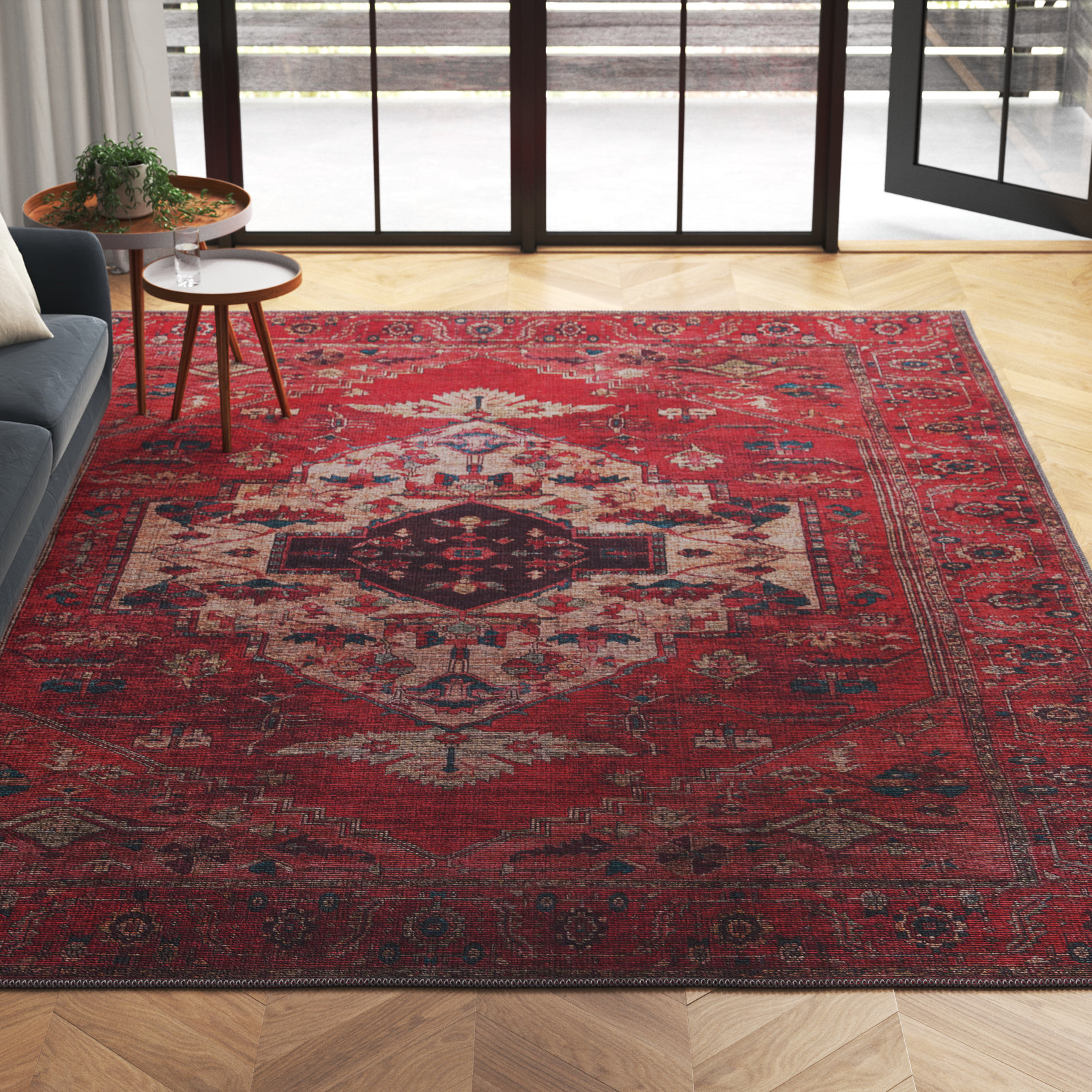 Langley Street Beesley Machine Washable Red/Brown Rug & Reviews | Wayfair