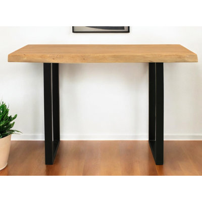47" Natural and Black Solid Wood and Metal Live Edge Console Table