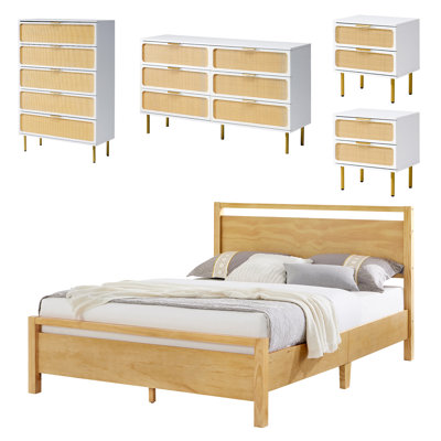 5 Pieces Rattan Bedroom Set