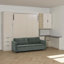 Grand lit escamotable avec canapé intégré, bureau en L et rangement-933542052