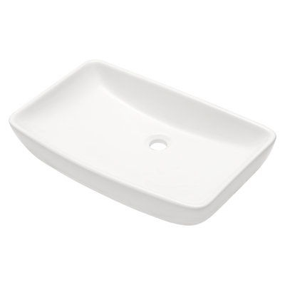 24" L x 15.5'' W White Ceramic Bathroom Sink Rectangular Above Counter Vessel Sink