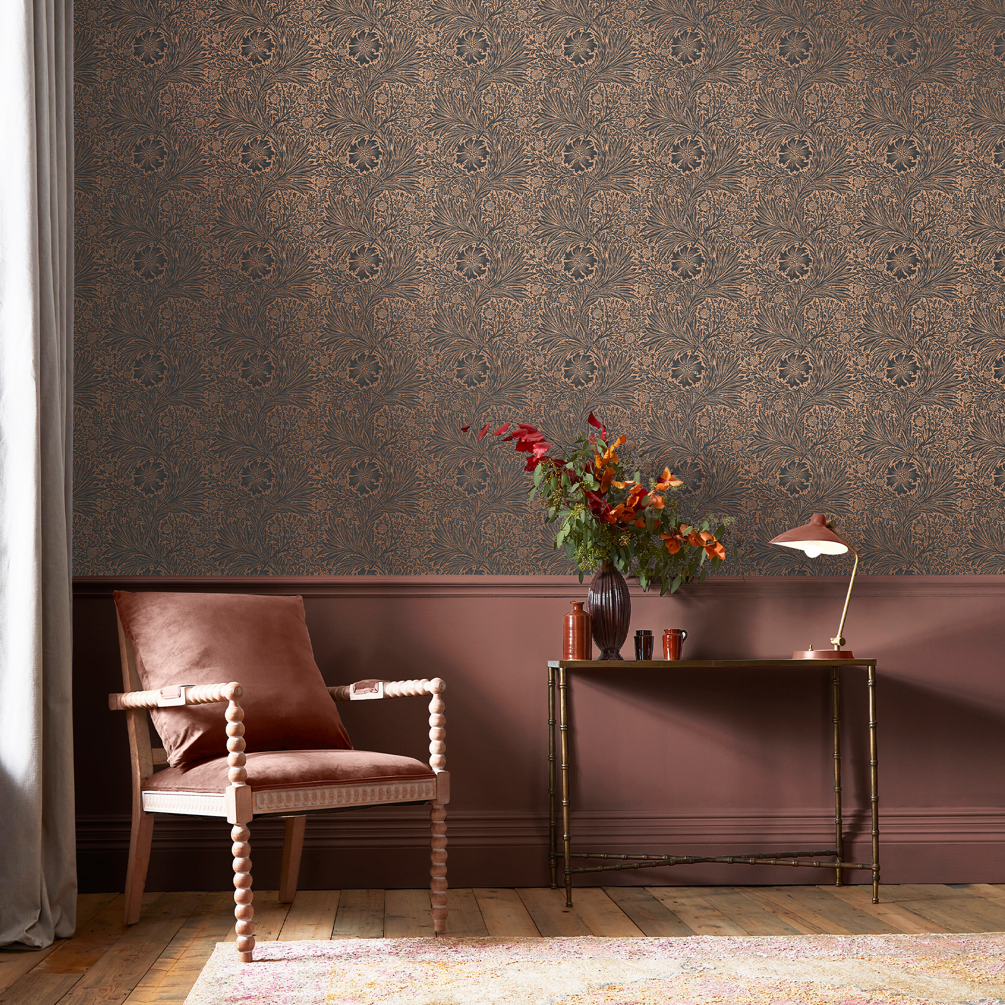 Floral Wallpaper, Charcoal