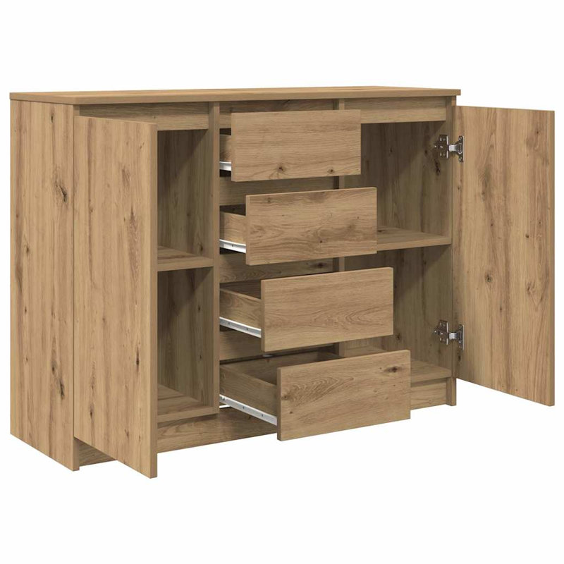 Sideboard With Drawers 100.5X35x76 Cm Engineered Wood, Artisan Oak