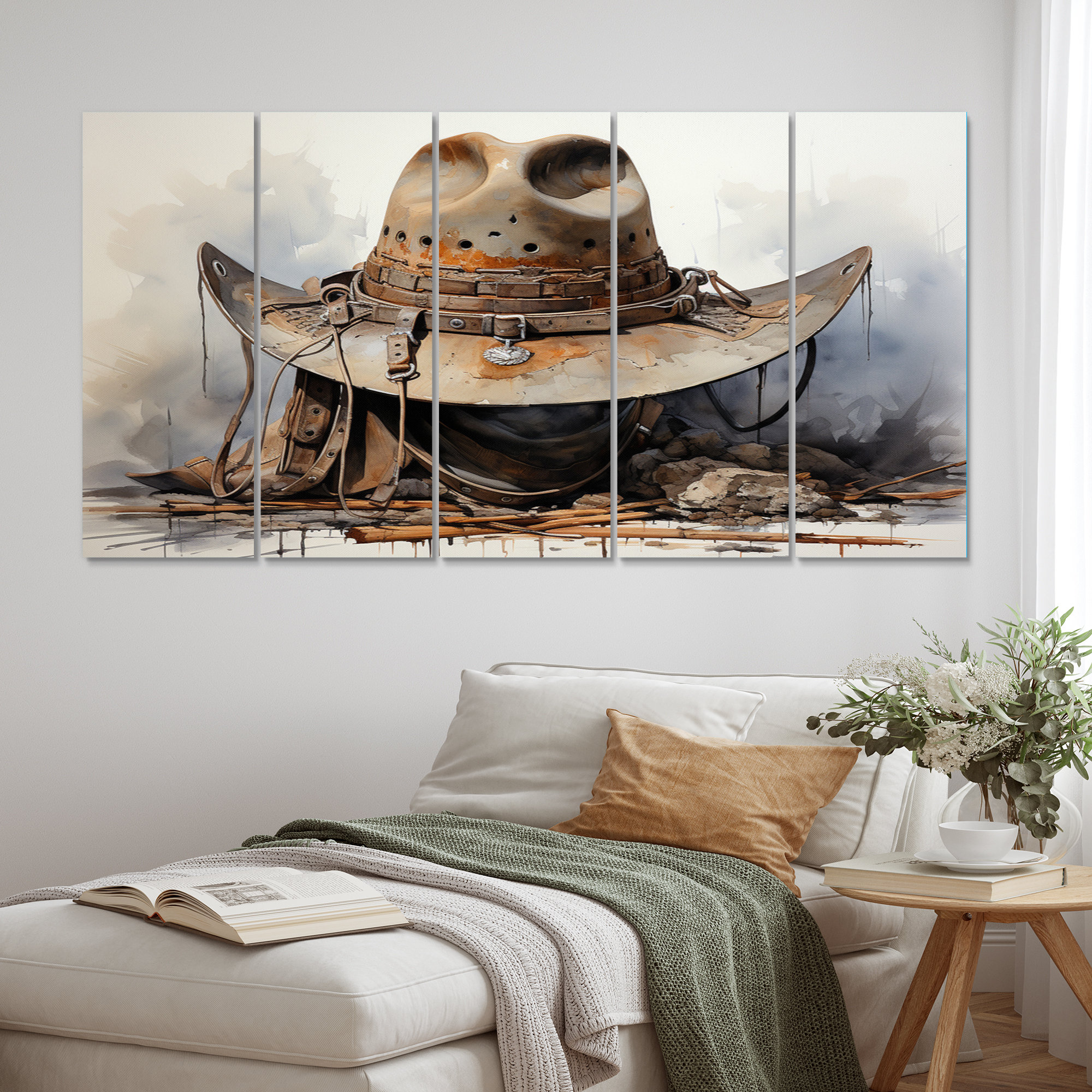 Design Art Minimalism Cowboy Hat III - Cowboys Metal Wall Decor Set