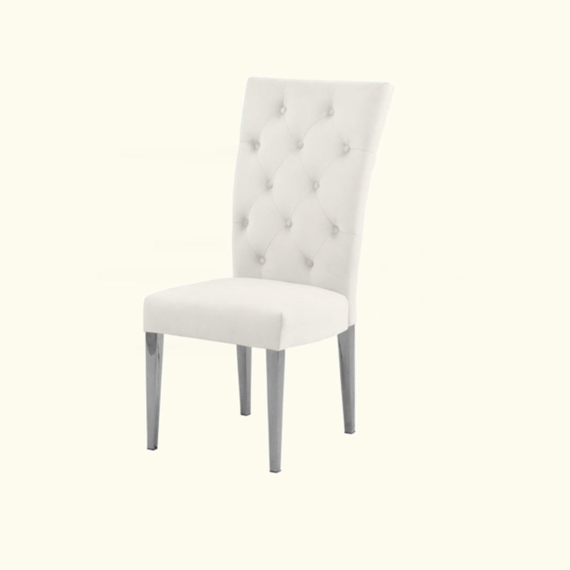 Ensemble de chaises de salle à manger rembourrées Modern Velvet, Crème, crème, Argent argent