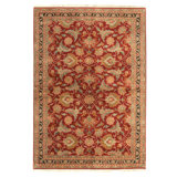 Hand Knotted Wool Oriental Area Rug in Red And Black