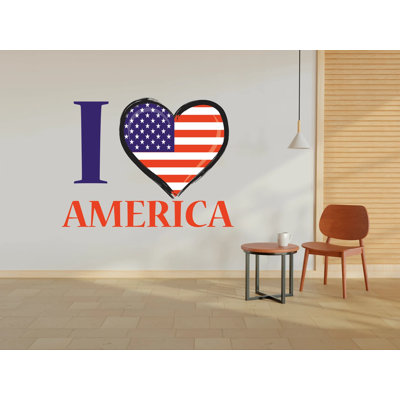 Adhésif décoratif drapeau américain, autocollant mural I Love America, Patriotic Home Decor, papier peint en vinyle Wings Of The American Flag, American Symbole Art 323RS
