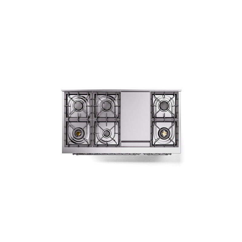 ILVE Nostalgie II, cuisinière à double combustible de 48 po, 8 brûleurs, plaque chauffante, Gaz naturel