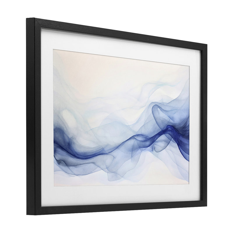 «Indigo Ethereal Mist», reproduction sous verre encadrée, design par Andrea Haase, H 14 po x l 20 po, Cadre noir minuit