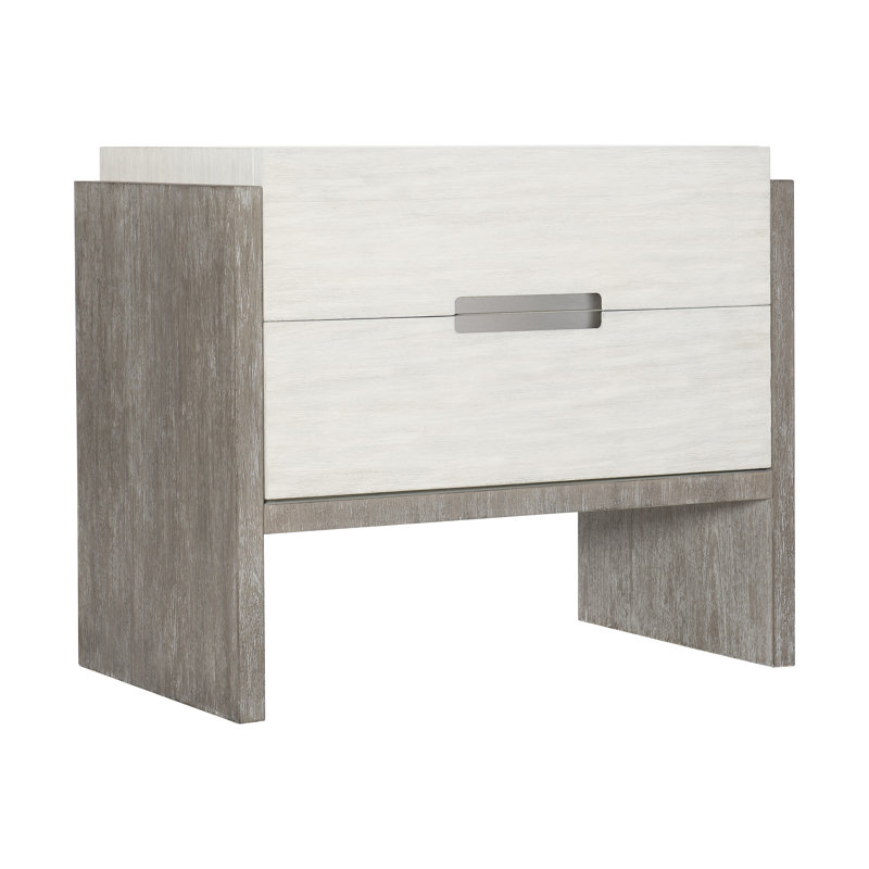 34" Two-Tone Brown and White Solid Wood Nightstand