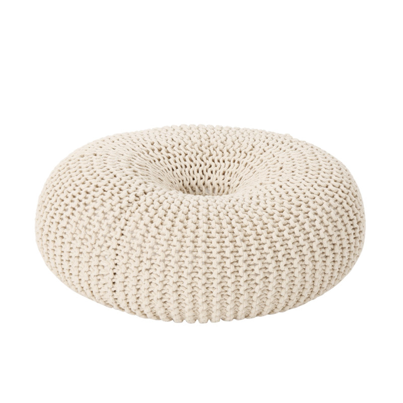 KNITED POUF, Beige Cotton