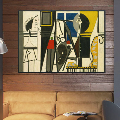 Reproduction de giclée sur toile encadrée par Pablo Picasso Wall Art Living Room Home Office Decorations (cadre mince noir, 24 po x 32 po)