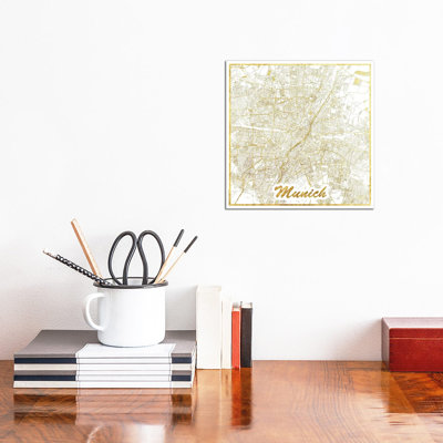 Munich Leaf Urban Blueprint Map by Hubert Roguski - Wrapped Canvas Print