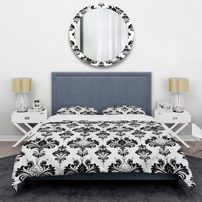 Black White Classic Damask Pattern I - Modern Duvet Cover Set