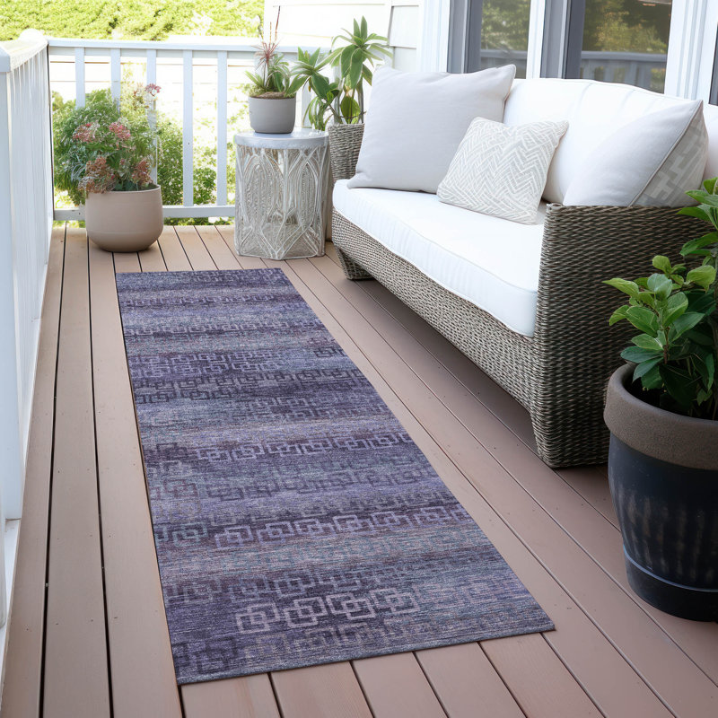 Machine Washable Indoor/Outdoor Xhevrie Plum Rug, Runner 2'3" x 7'6"
