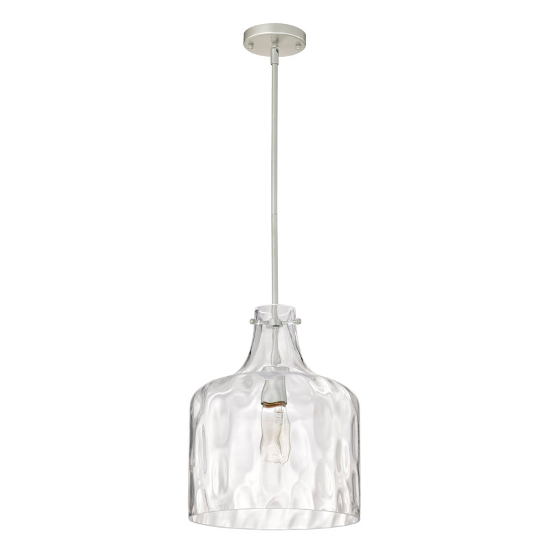 Luminaire suspendu avec abat-jour cloche en verre transparent Daelan, Chrome chrome
