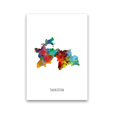 Tajikistan Watercolour Map by Michael Tompsett - 1 Piece Wall Art