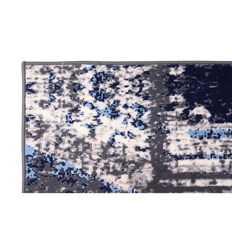 Tapis abstrait bleu, Tapis de couloir 2 pi x 8 pi