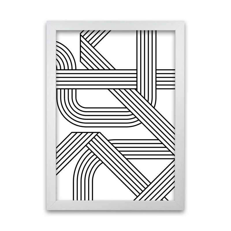 Black And White Geometric Patterns B - Print, White Frame, 59cm H x 42cm W x 3cm D