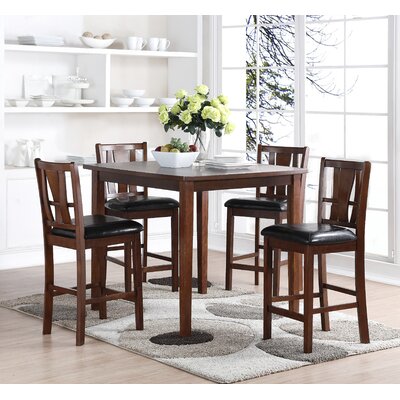 Hudson Square 5 Piece Counter Height Solid Wood Dining Set -  Alcott Hill®, DF47FBE95CBF4AFDA57C779544041258