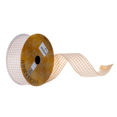 1.5" x 10 Yard Houndstooth Wired Ribbon.