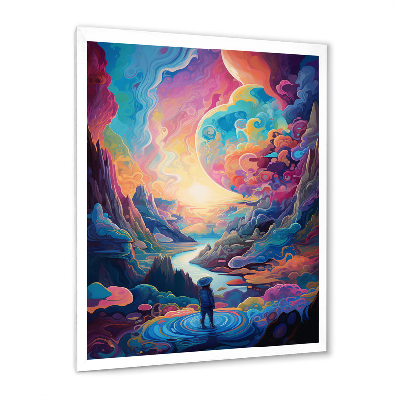 «Solitude Mysterious Rainbow Vision Landscape» - impression, Cadre simple blanc, H 44 po x l 34 po x P 1,5 po