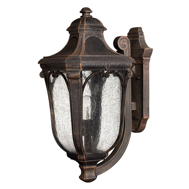 Museum Black Cast Aluminum Outdoor Wall Sconce with Seedy Glass
