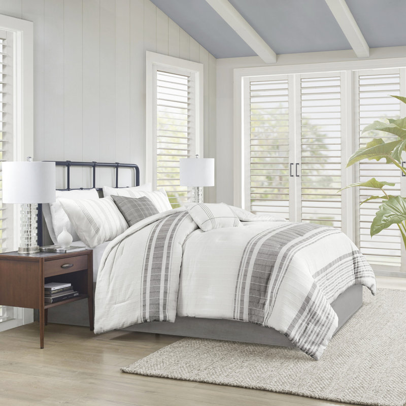 Édredon 100% coton très grand - gris et blanc pour la chambre à coucher grâce au sommeil de qualité blanc / gris