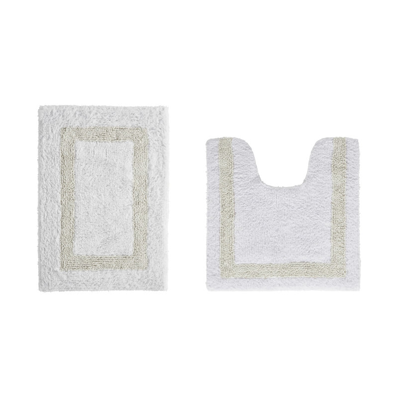 Ensemble de tapis pour salle de bain 2 pièces 100% coton 2370 g / m² Broshouse, tapis de salle de bain touffeté ultra moelleux, super absorbant certifié OEKO-TEX®, réversible, lavable à la machine, confort semblable au spa, blanc / ivoire