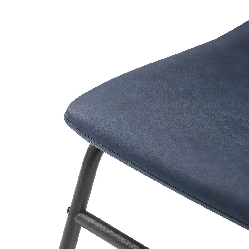 Chaise d'appoint rembourrée Bailey, Similicuir bleu marine